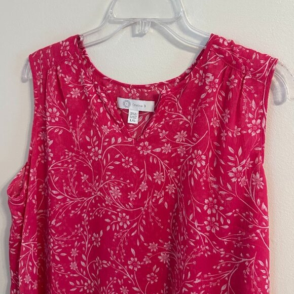 Christina B Tops - Cristina B Sleeveless V-Neck Floral Blouse / Tank Pink & White Size Large